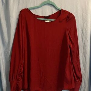 Express Deep Red Blouse with Buttoned Sleeves